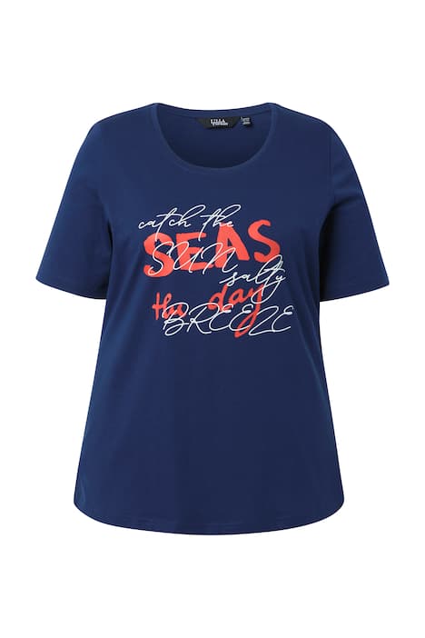 Tričko, motiv s nápisem, klasický střih, kulatý výstřih, polo rukávy