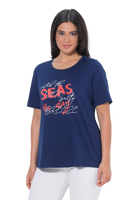 Tričko, motiv s nápisem, klasický střih, kulatý výstřih, polo rukávy