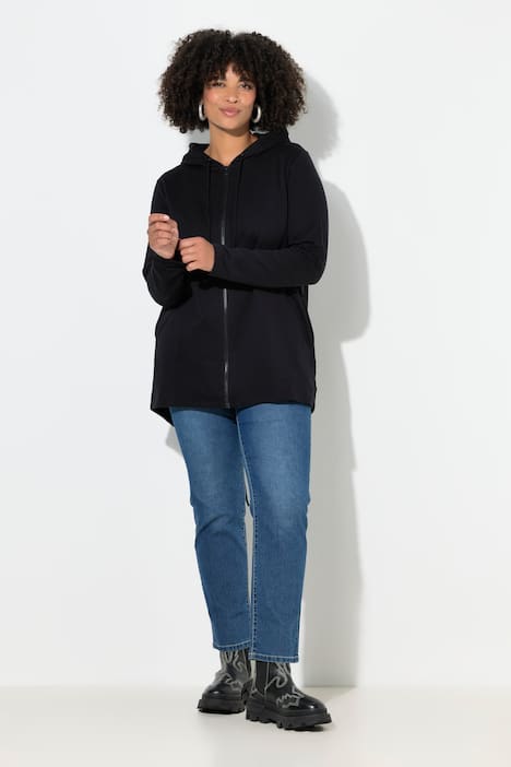 Sweatjacke, A-Linie, Smileys auf dem Rücken, Kapuze