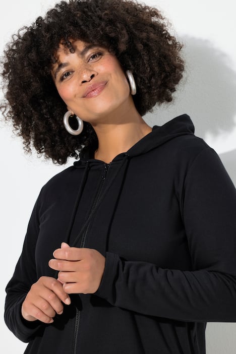 Sweatjacke, A-Linie, Smileys auf dem Rücken, Kapuze