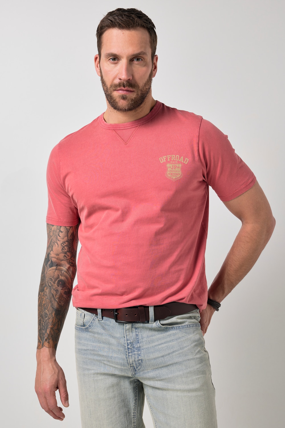 Stora storlekar T-shirt, Her, röd, storlek: XXL, Bomull, JP1880