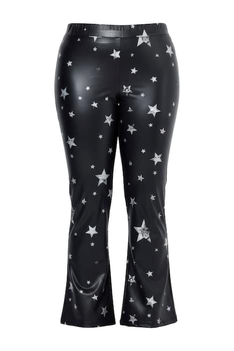 Legíny s rozšířenými nohavicemi, kožený vzhled s hvězdami