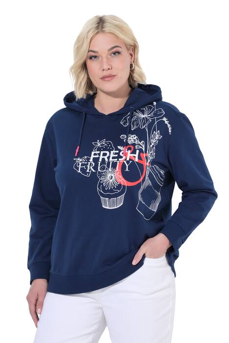 Mikina s kapucí, motiv s nápisem, kapuce, dlouhý rukáv