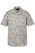 Košile JP1880, lněná směs, krátké rukávy, Cuba střih, květovaný potisk, Cuba límeček, do 8XL