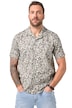 Košile JP1880, lněná směs, krátké rukávy, Cuba střih, květovaný potisk, Cuba límeček, do 8XL