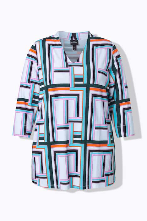 Geometric Print Slinky Blouse