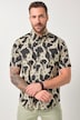 JP1880 Leinenmix-Hemd, Halbarm, Buttondown-Kragen, Alloverprint, Modern Fit, bis 8 XL