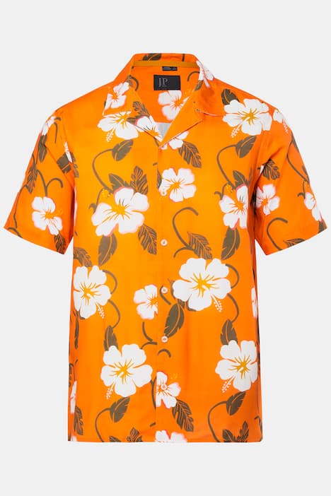 JP1880 Hemd, Halbarm, Cuba-Kragen, Viskose, Alloverprint, Cuba-Fit, bis 8 XL