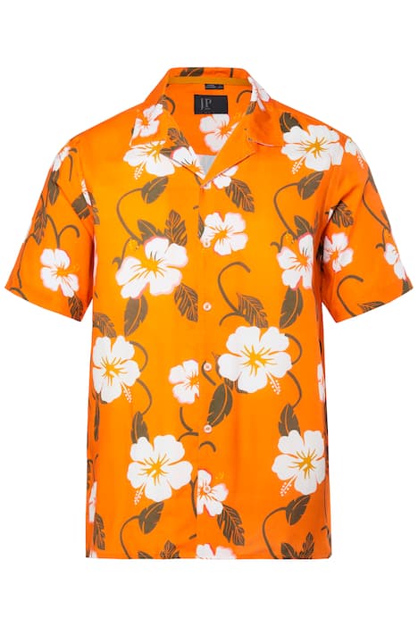 Košile JP1880, krátké rukávy, Cuba límeček, viskóza, plošný potisk, Cuba střih, do 8XL