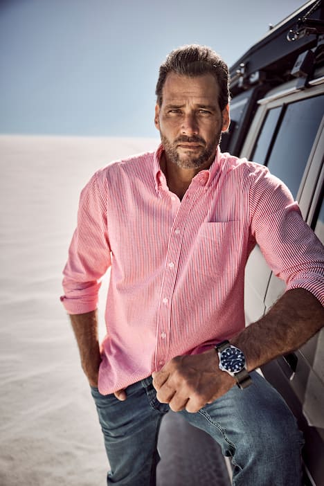 JP1880 Seersucker-Streifenhemd, Langarm, Buttondown-Kragen, Modern Fit, bis 8 XL