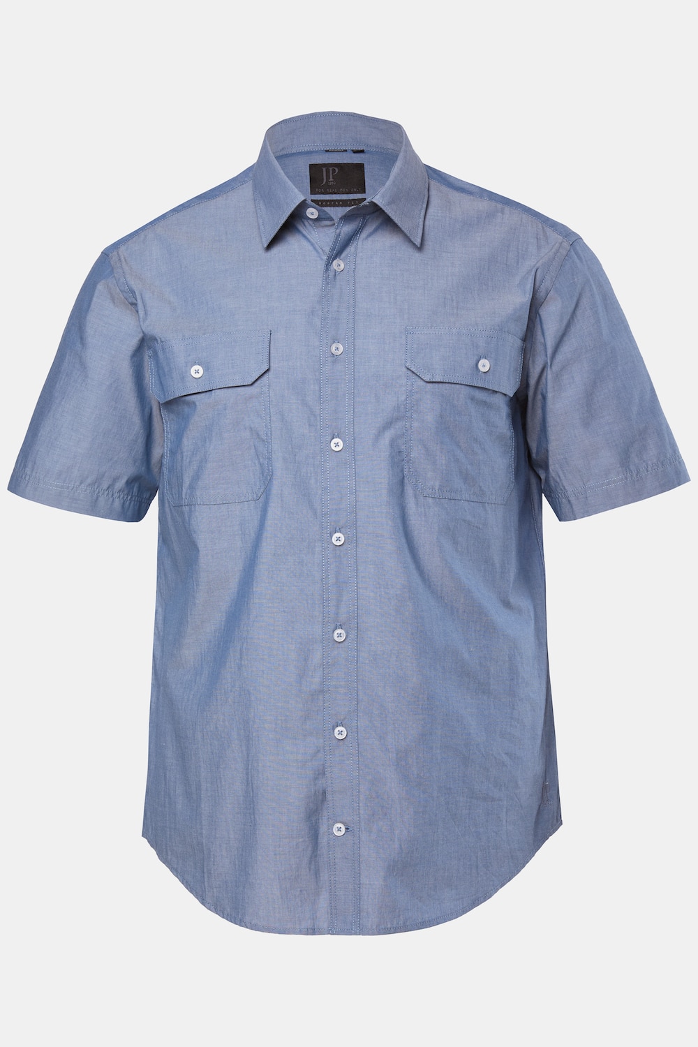 Chemise JP 1880 en chambray, manches courtes et col Kent, 2 poches, coupe Modern Fit - jusqu'au 8 XL