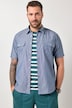 Chemise JP 1880 en chambray, manches courtes et col Kent, 2 poches, coupe Modern Fit - jusqu'au 8 XL