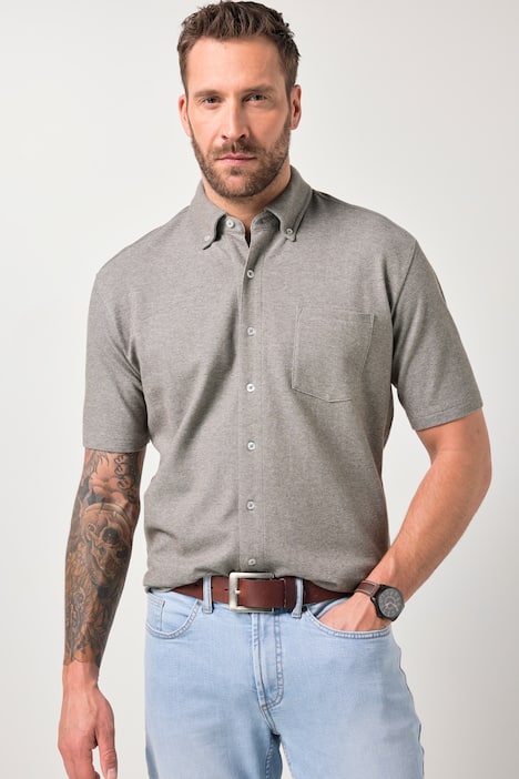 JP1880 overhemd, FLEXNAMIC®, korte mouwen, piqué, buttondown kraag, Modern Fit