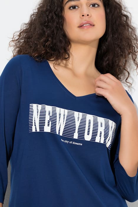 Shirt, New York, Slim, V-Ausschnitt, 3/4-Arm