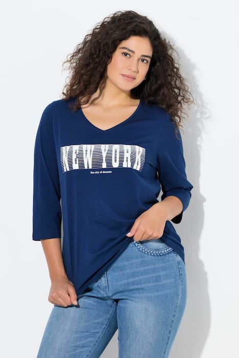 Shirt, New York, Slim, V-Ausschnitt, 3/4-Arm