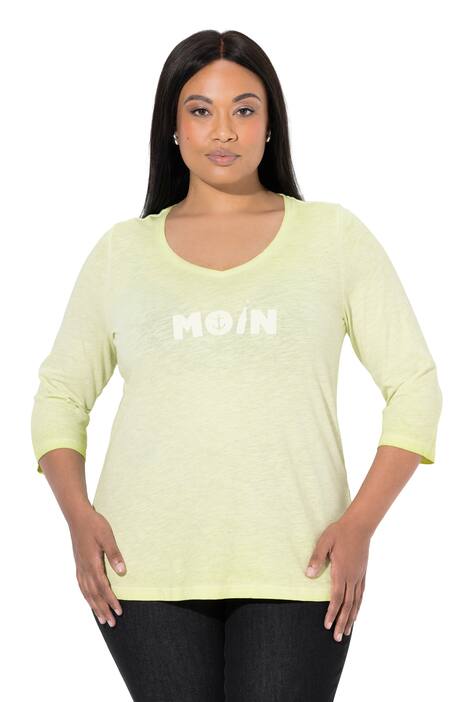 Tričko, s ozdobným nápisem, V výstřih, 3/4 rukáv