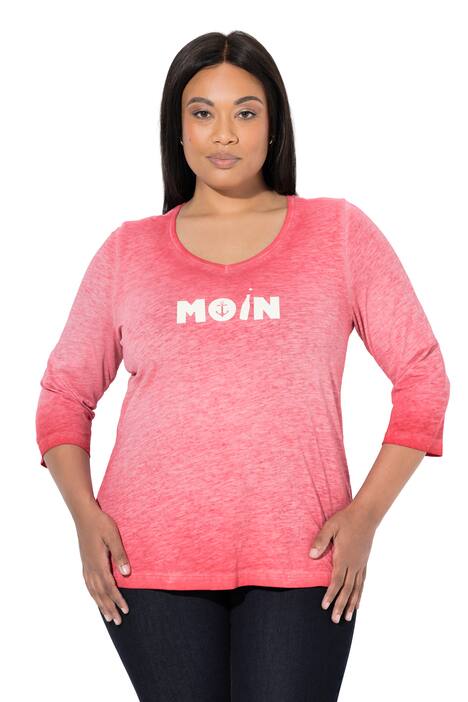 Tričko, s ozdobným nápisem, V výstřih, 3/4 rukáv