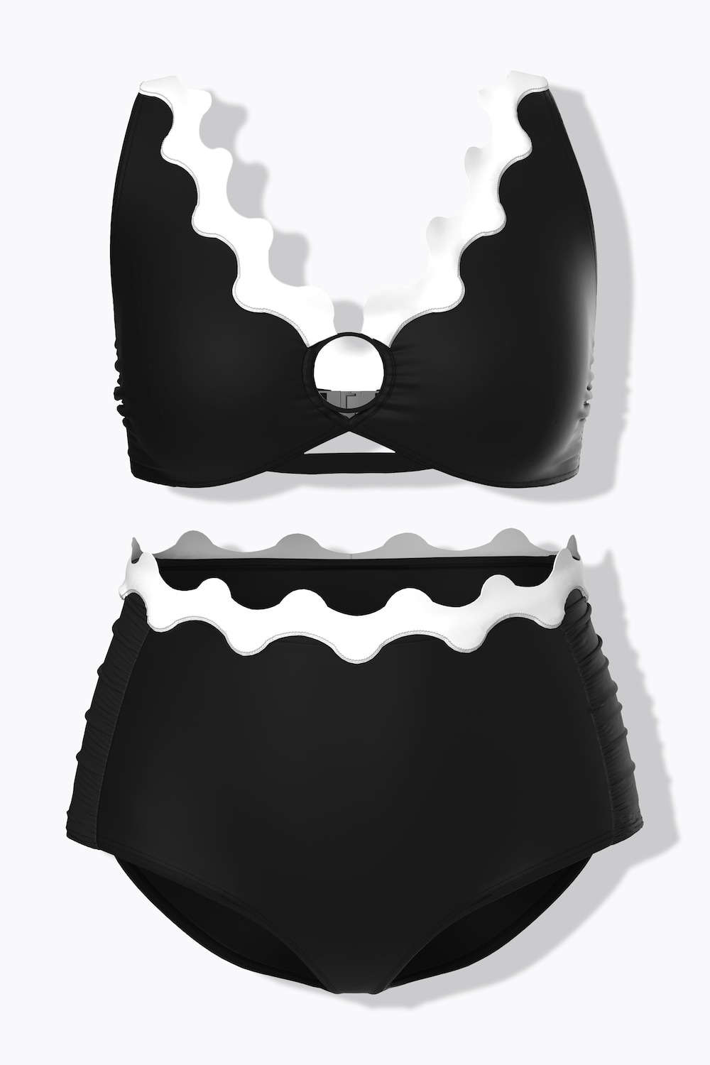 Bikini, bølgekant, myke kopper, justerbare stropper, resirkulert