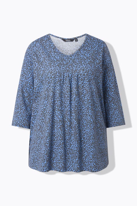 Shirt, Zierfalten, A-Linie, V-Ausschnitt, 3/4-Arm