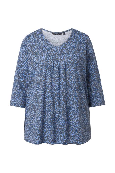 Tričko, ozdobné záhyby, A-linie, V výstřih, 3/4 rukáv