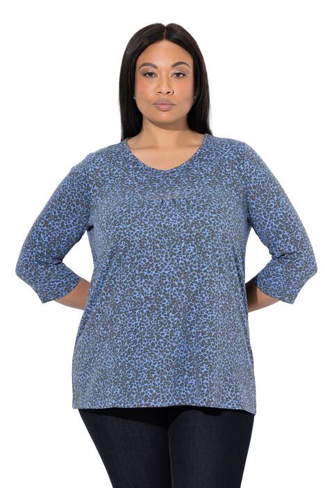 Tričko, ozdobné záhyby, A-linie, V výstřih, 3/4 rukáv