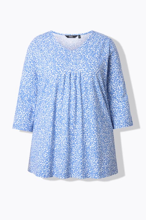 Shirt, Zierfalten, A-Linie, V-Ausschnitt, 3/4-Arm