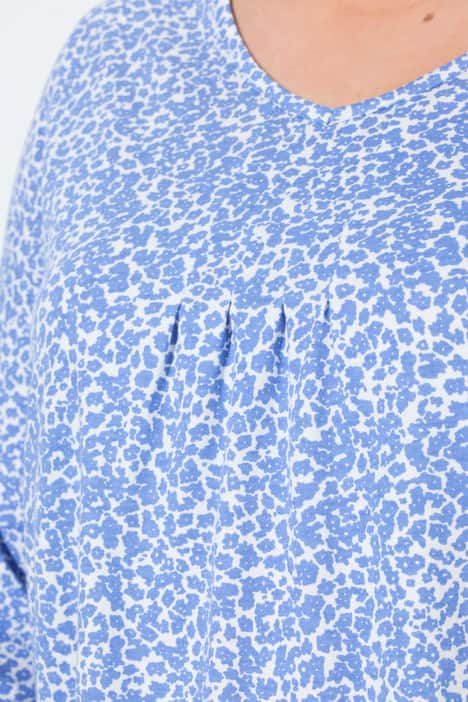 Shirt, Zierfalten, A-Linie, V-Ausschnitt, 3/4-Arm