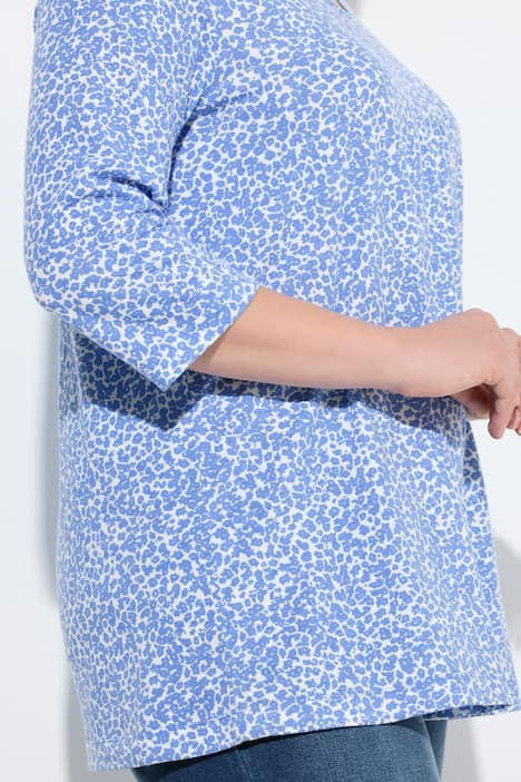 Shirt, Zierfalten, A-Linie, V-Ausschnitt, 3/4-Arm