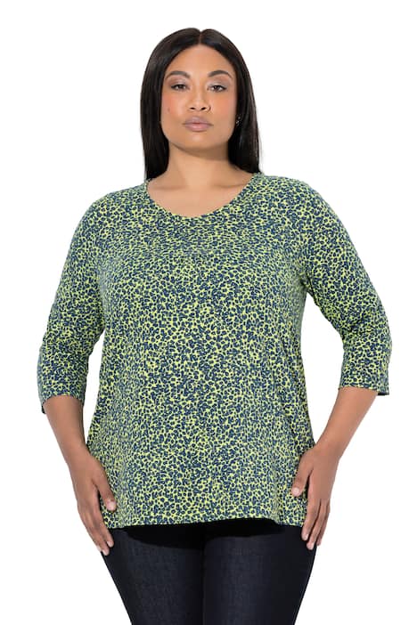 Tričko, ozdobné záhyby, A-linie, V výstřih, 3/4 rukáv