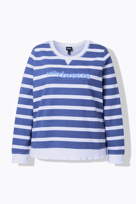 Sweatshirt, Ringel, Schriftzug, Rundhals, Langarm