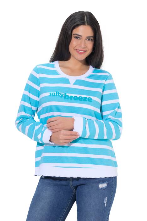 Mikina, pruhy, s nápisem, kulatý výstřih, dlouhé rukávy