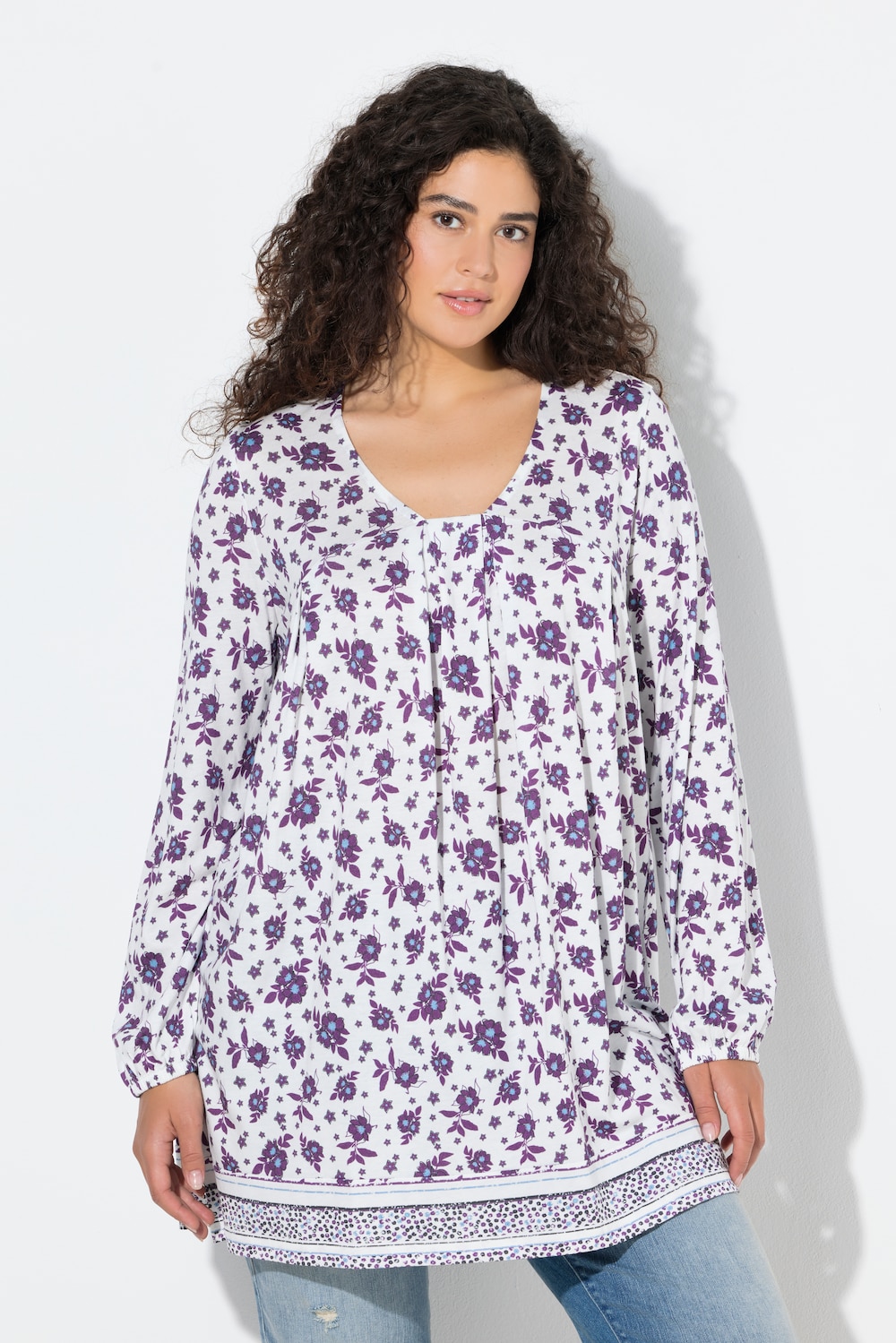 Große Größen Shirt, Damen, beige, Größe: 62/64, Baumwolle/Synthetische Fasern, Ulla Popken