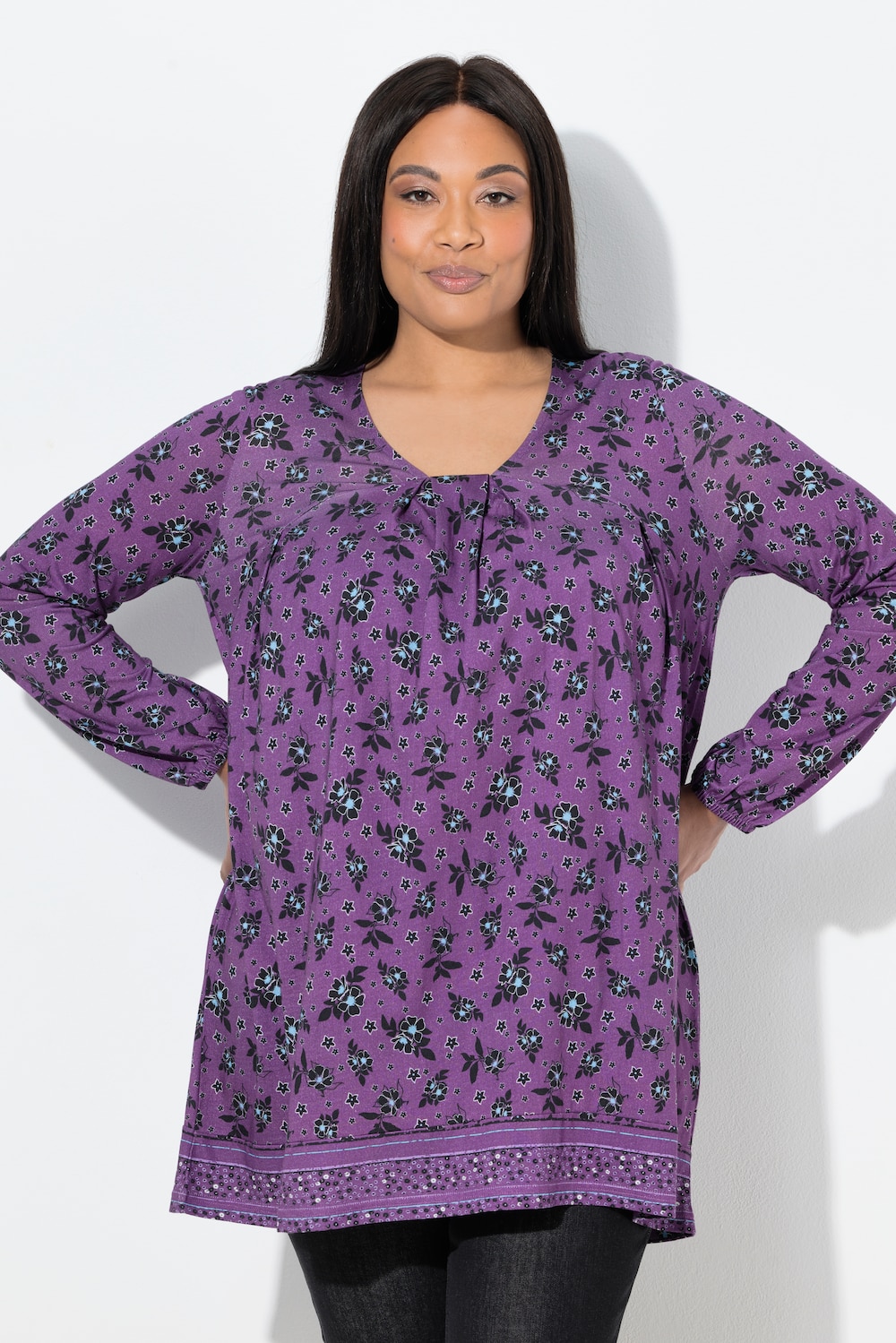 Große Größen Shirt, Damen, lila, Größe: 66/68, Baumwolle/Synthetische Fasern, Ulla Popken