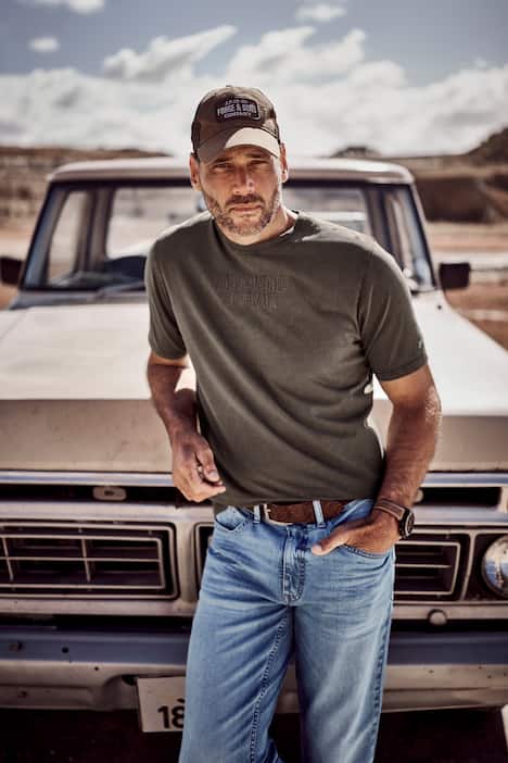 JP1880 T-shirt FLEXNAMIC®, korte mouwen, vintage look, badges, tot 8XL