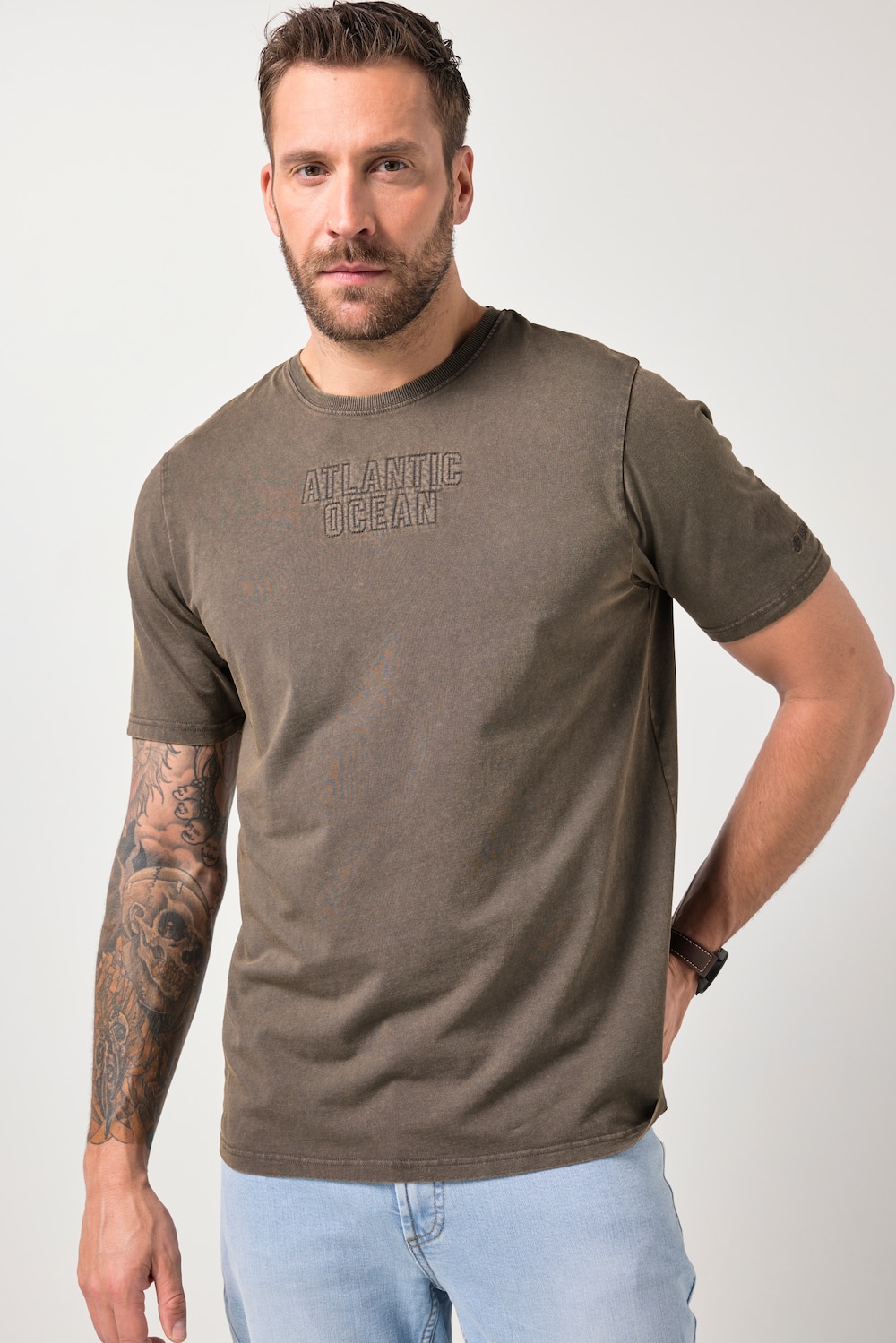 JP1880 T-shirt FLEXNAMICÂ®, korte mouwen, vintage look, badges, tot 8XL