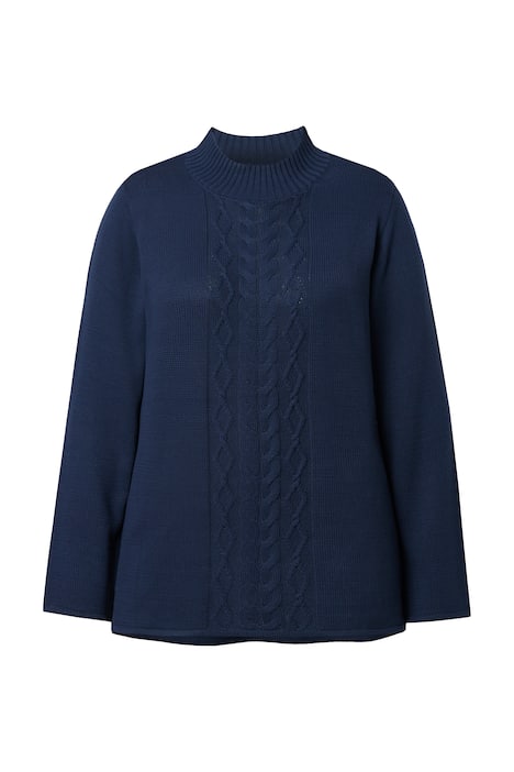 Pulovr, s pleteným copánkovým motivem, rolák, dlouhé rukávy