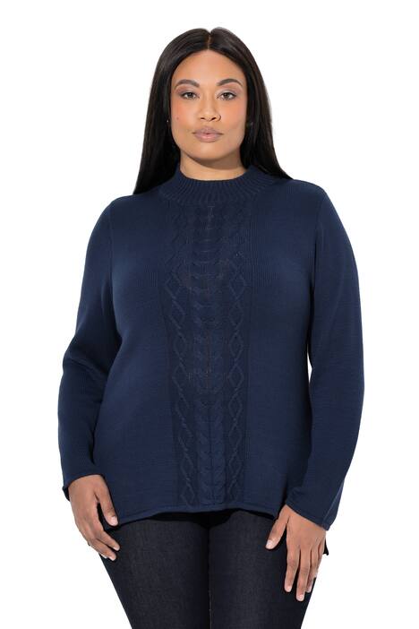 Pulovr, s pleteným copánkovým motivem, rolák, dlouhé rukávy