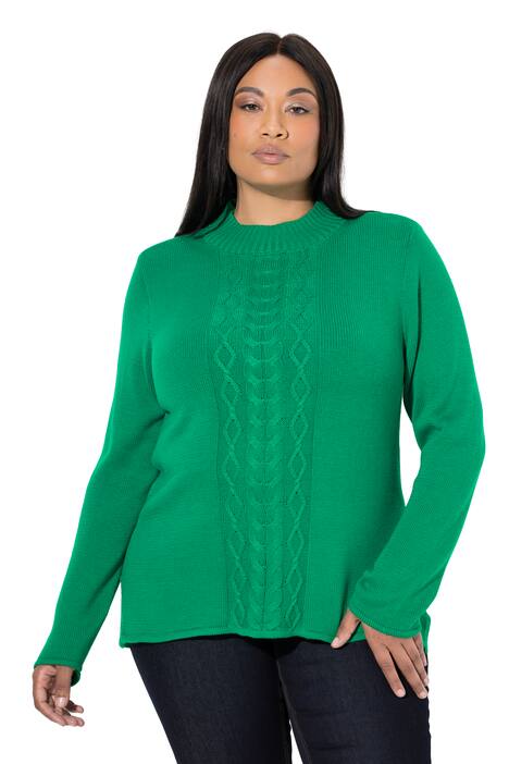 Pulovr, s pleteným copánkovým motivem, rolák, dlouhé rukávy