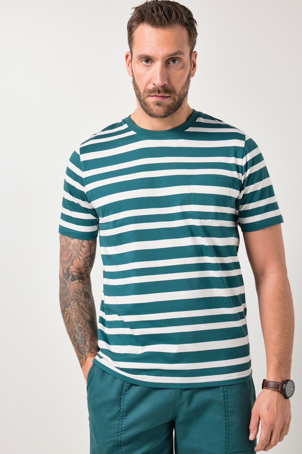 JP1880 T-Shirt, Halbarm, Ringel, bis 8 XL
