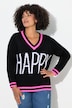 Pullover, Straight Fit, HAPPY Schriftzug, Langarm