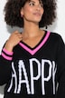Pullover, Straight Fit, HAPPY Schriftzug, Langarm