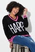 Pullover, Straight Fit, HAPPY Schriftzug, Langarm