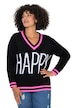 Svetr, rovný střih, HAPPY nápis, dlouhé rukávy