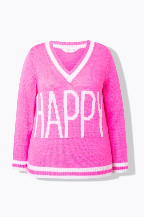 Pullover, Straight Fit, HAPPY Schriftzug, Langarm