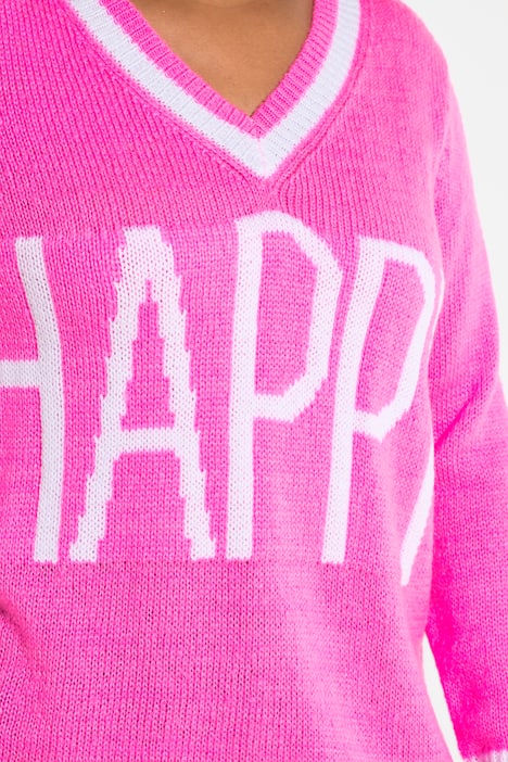 Pullover, Straight Fit, HAPPY Schriftzug, Langarm