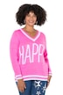 Svetr, rovný střih, HAPPY nápis, dlouhé rukávy