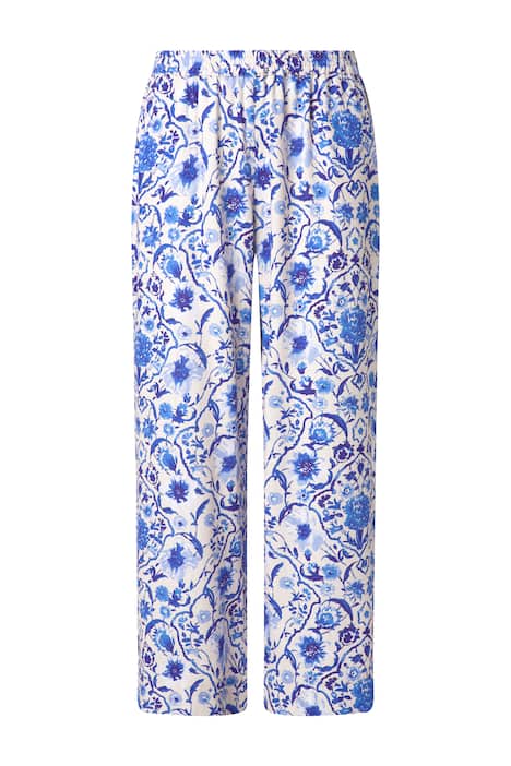 Kalhoty palazzo, směs lnu, široké nohavice, elastický pas