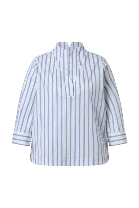 Tunika, proužky, kalichový límec, 3/4 rukáv, vzadu delší.