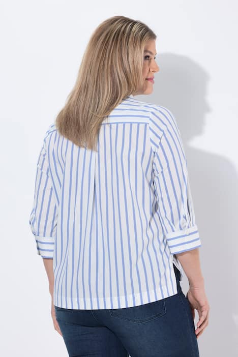 Tunique rayée, col calice et manches&nbsp;3/4, plus longue dans le dos