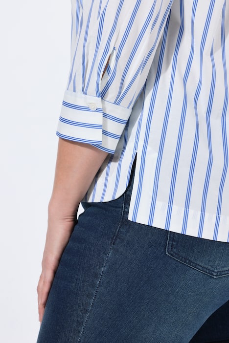 Tunique rayée, col calice et manches&nbsp;3/4, plus longue dans le dos